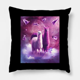 Outer Space Galaxy Cat With Llama Pillow