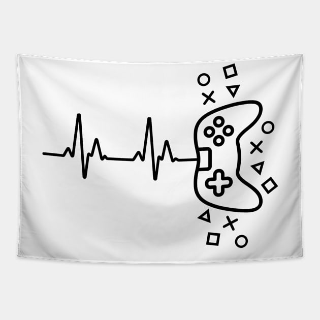 Gamer Heart Beat Video Game Lover Tapestry by SusurrationStudio
