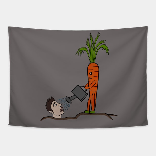 Carrot role reversal Tapestry by micho2591