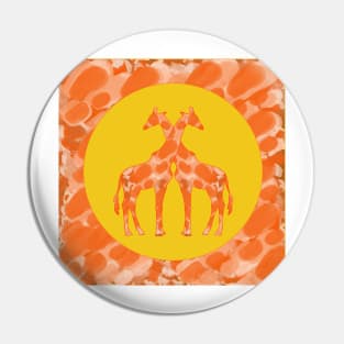 Pair of Giraffes in Orange and Gold. Cute pair of giraffes in hot summer shades of orange and gold Pin