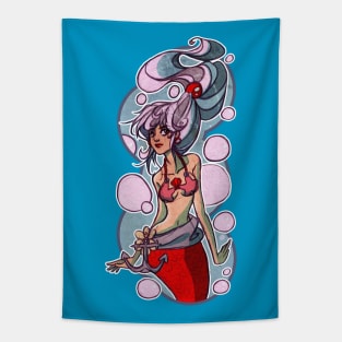 Pretty Silver Haired Mermaid Tapestry