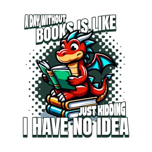 Cute Dragon Reading Books T-Shirt