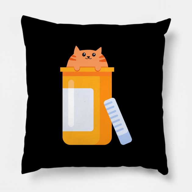 Antidepressant Cat Pill Bottle Mental Health Matters Pillow by pixeptional