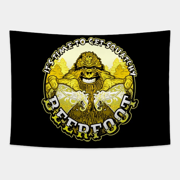 Beerfoot Bigfoot Beer Sasquatch Squatchy Funny Drinking Fest Tapestry by National Cryptid Society