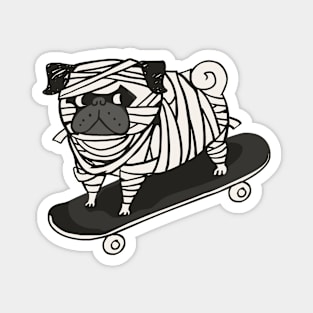 Skateboarding Pug Mummy Magnet