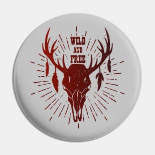 Wild and free deer skull Pin