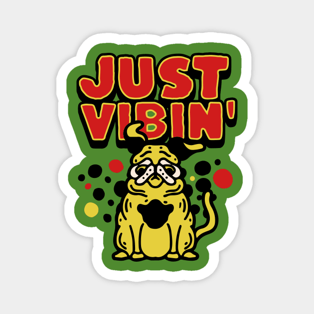 Funny Bulldog Just Vibin Magnet by The WYLD Tribe