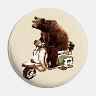 bear riding a vespa scooter Pin