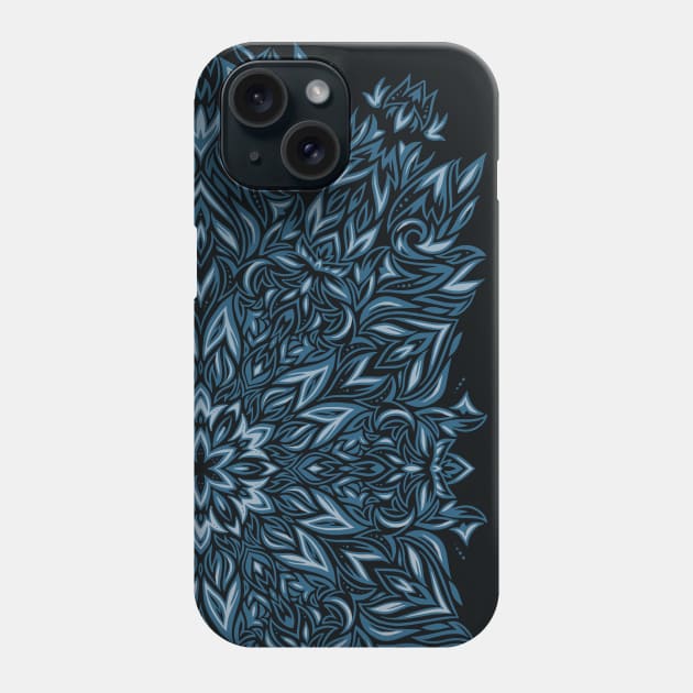 Leafy Blue Nature Mandala Phone Case by polliadesign