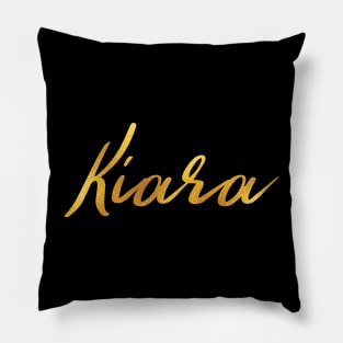 Kiara Name Hand Lettering in Faux Gold Letters Pillow