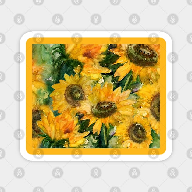 sunflower blooming Magnet by saskece