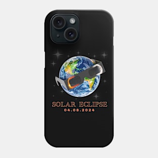 Total Solar Eclipse 4 8 2024 - Earth Globe Wearing Eclipse Solar Glasses Phone Case