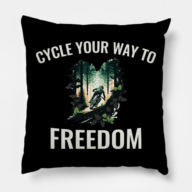 Cycle Your Way to Freedom Pillow by Kamran Sharjeel