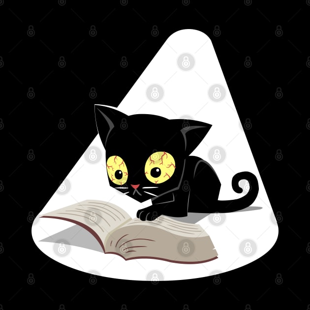 Black Kitten Reading End of Book by jonmlam