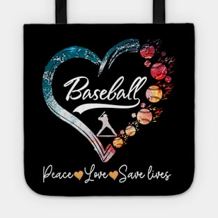 Peace Love Save Lives Heart Baseball Costume Gift Tote