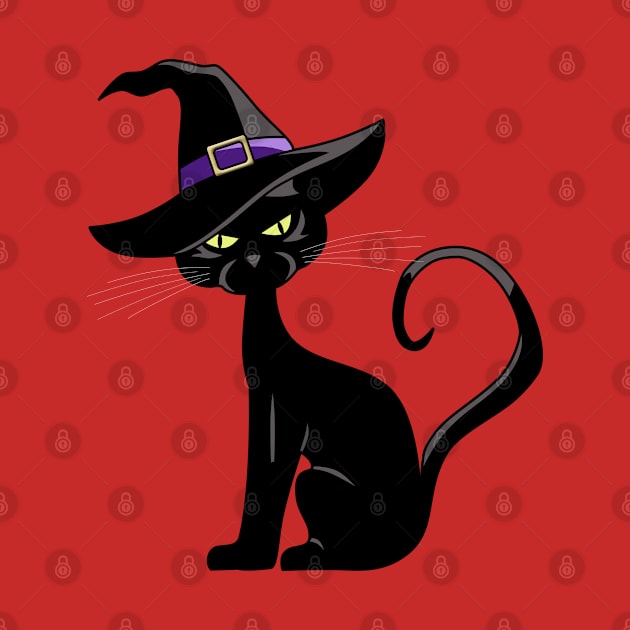 Halloween Trick Or Treat Cat in Witch Hat by Gothic Rose Designs