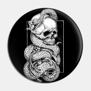 snake & skull (white) Pin