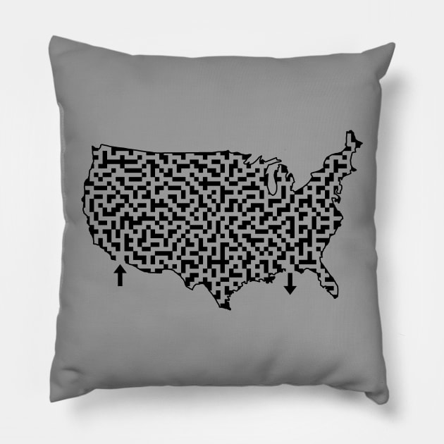 United States of America Shaped Maze & Labyrinth Pillow by gorff