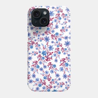 Blue and Red Watercolor Wild Flower Phone Case