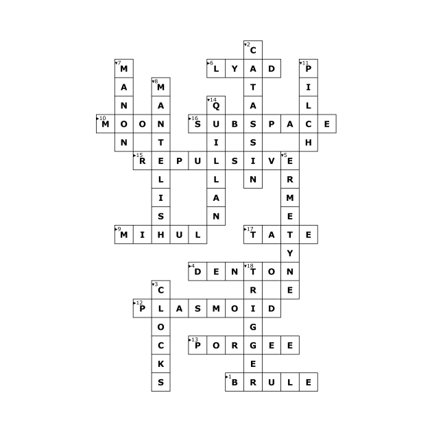 (1962ATOTC) Crossword pattern with words from a famous 1962 science fiction book. by ScienceFictionKirwee