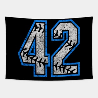 Number 42 Baseball Equality Distressed Classic LA Blue Tapestry