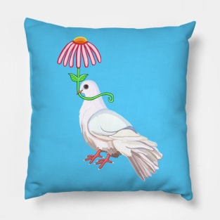 Dove with Flower Umbrella Pillow