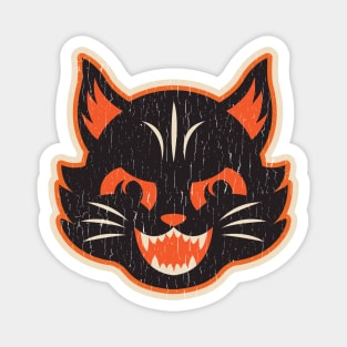 Retro Angry Black Halloween Cat Version 1 Magnet