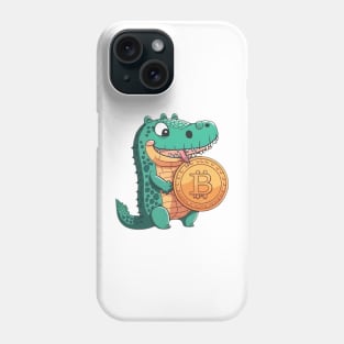 Cartoon Crocodile with a Bitcoin Coin Phone Case