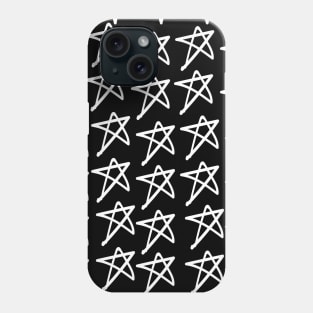 Five Pointed Black Star Doodle Grunge Pattern Phone Case