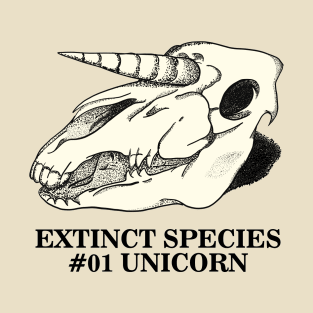 Exctinct Species #01 Unicorn (Black Type) T-Shirt