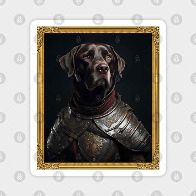 Stalwart Chocolate Labrador Retriever - Medieval English Knight (Framed) Magnet by HUH? Designs