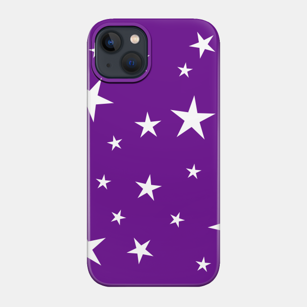 White Stars Pattern on Purple - Star Pattern - Phone Case