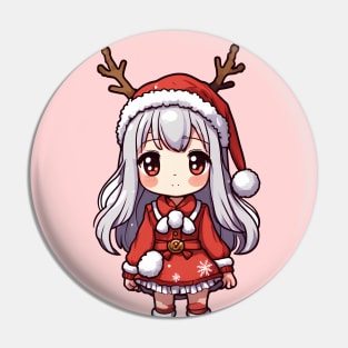 Cute christmas girl with deer horns Pin