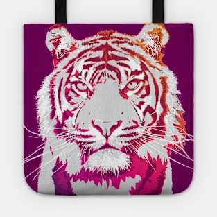 Bright Pink and Orange Neon Tiger Art Tote