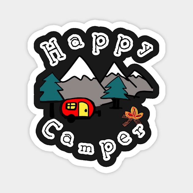 Happy Camper / cute draw Magnet by Grafititee