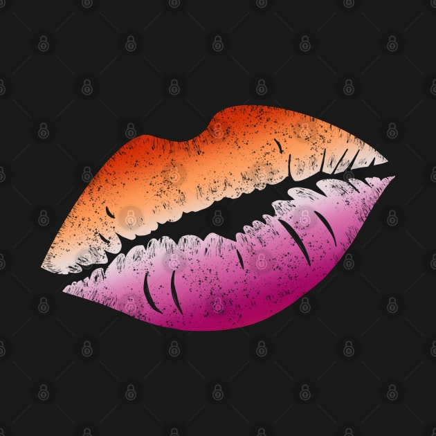 Lesbian Pride Flag Kissing Lips by GJ Design 