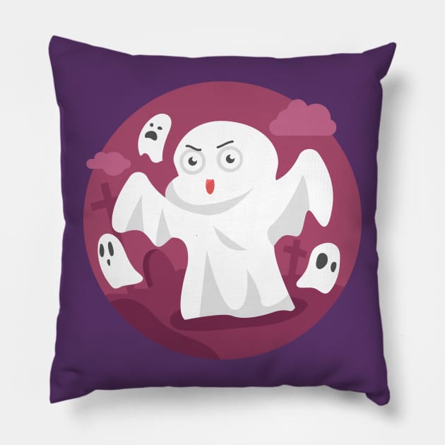 Cute Ghost Pillow by Irkhamsterstock