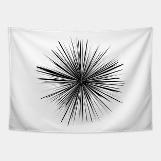 Circular Spikes Geometric Abstract Black and White Tapestry