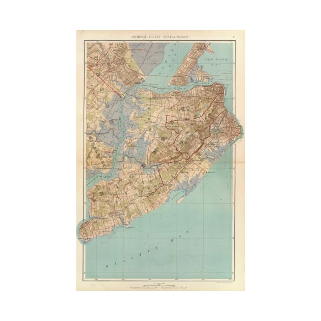 Vintage Map of Staten Island (1891) by Bravuramedia