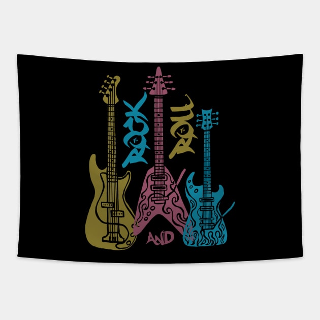 Rock and roll, electric guitars, music lover. dark background Tapestry by Muse