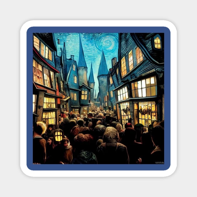 Starry Night in Diagon Alley Magnet by Grassroots Green