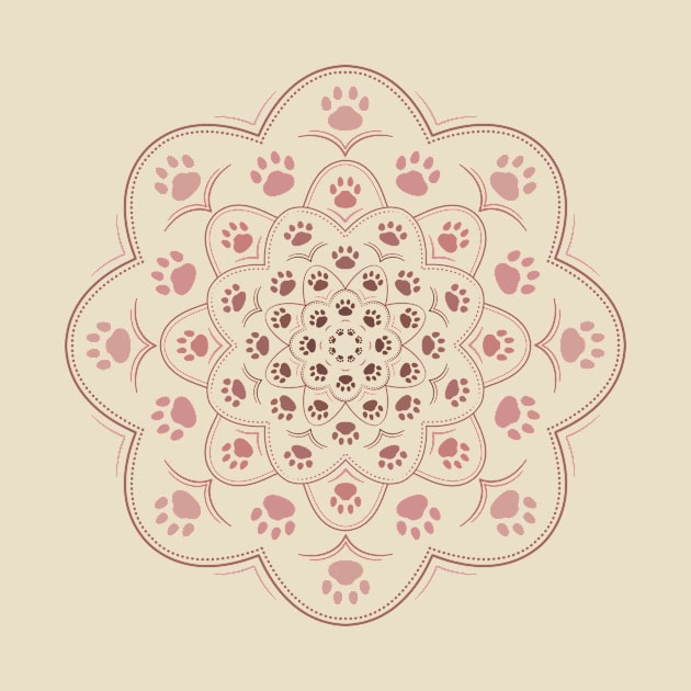 Pawprint mandala in reddish by Tillowin