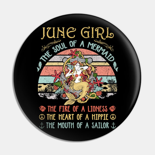 June Girl The Soul Of A Mermaid Vintage Birthday Gift Pin by Presnall