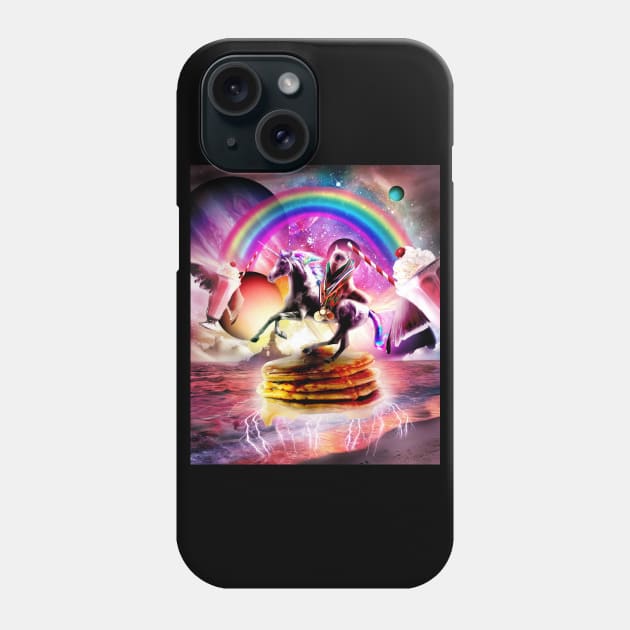 Cat Riding Unicorn With Pancakes And Milkshake Phone Case by Random Galaxy