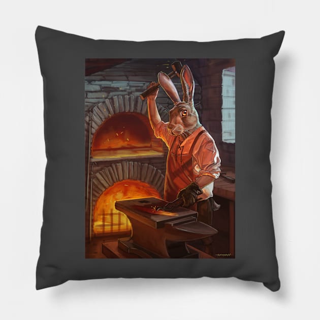 Hare Smith Pillow by Skutchdraws