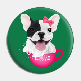 French bulldog inside cup Pin