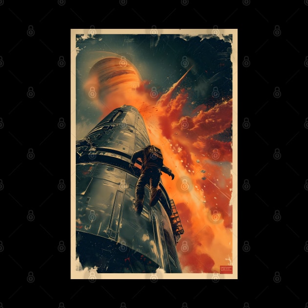 Explosion near Jupiter - Vintage Poster Style - Sci-Fi by Fenay-Designs