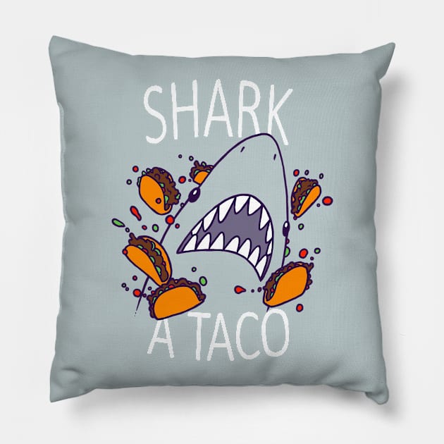SHARK A TACO Pillow by ivanrodero