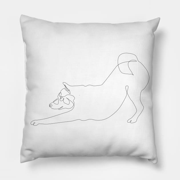 One line Shiba Inu Downward Dog Pillow by huebucket