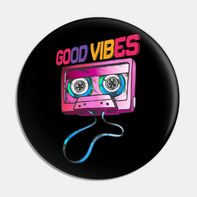 Good Vibes 80s Retro Design Pin by BAB